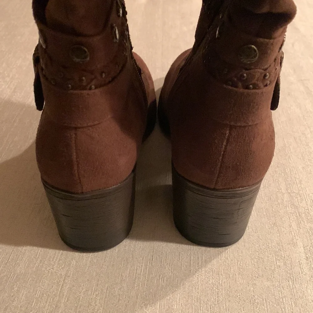 White Mountain Women’s Paulina Tall Knee High Brown Waxy Suedette Boots Size 9 - Picture 12 of 16